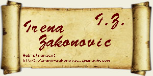 Irena Zakonović vizit kartica